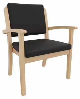 Produktbild von Schwerlaststuhl Alexander XXL – Stuhl mit Armlehnen für Schwergewichtige bis 250 kg – 52cm Sitzhöhe.Stoffbezug:Kunstleder Soft Schwarz,Bodengleiter:Kunststoff Weiss