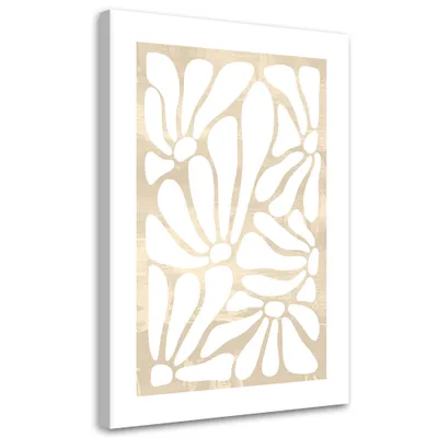 Produktbild von Leinwandbild Blumenmuster 70x100 Feeby Beige bild für die wand bereit zum aufhängen