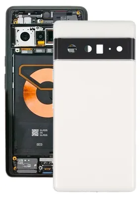 Image de Pièce de rechange pour Google Pixel 6 Pro : couvercle de batterie blanc et cadre central