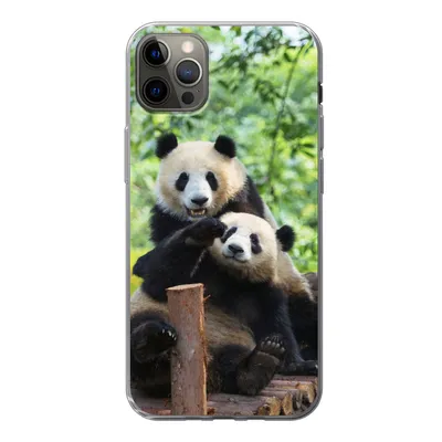 Produktbild von MuchoWow® Handyhülle Schutzhülle Hülle für iPhone 12 Pro Max Panda - Brücke - Natur Silikon Softcase Handy Hülle - Hartschale