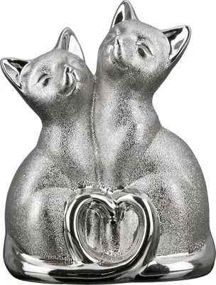 Image de GILDE Figur, Katze, "Katzenpaar", Porzellan, silberfarben, , L. 9,1 cm, B. 15,9 cm, H. 20,4 cm 32394