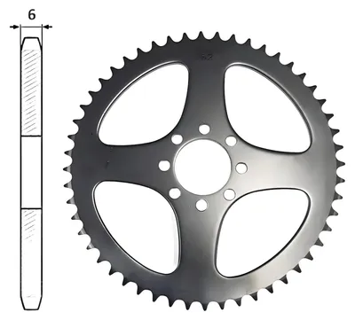 Obrázok produktu pre Kettenrad IGM 420 s 52 zubami a 8 otvormi, priemer 44,2 mm, určené pre motocykle Yamaha DT50LC (modely 3LM3/3LM4) a DT50R