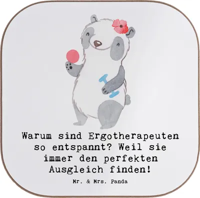 Produktbild von Mr. & Mrs. Panda Getränkeuntersetzer Ergotherapeutin Balance - Weiß - Geschenk, Beruf, Tassenuntersetzer, Motorische Fähigkeiten, Untersetzer für Gläser, Entspannung