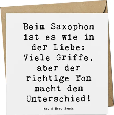 Produktbild von Mr. & Mrs. Panda Grußkarte Spruch Saxophon Liebe - Weiß - Geschenk, Glückwunschkarte, Lernen, Klang und Emotion, Instrument, Musik Gefühle, Blues, doppelkarte, Töne