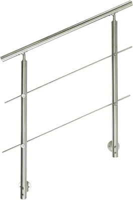 Produktbild von V2A Edelstahl Geländer für Seitliche Montage - Treppengeländer mit 2 Querstreben für Treppen Brüstung Balkon - Innen und Außen Handlauf Geländer Treppengeländer (150CM, 2 Querstreben)