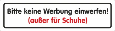 Produktbild von Hermann Schütz Aufkleber Bitte keine Werbung einwerfen! (außer für Schuhe)