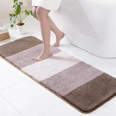 Image de Tapis de bain en microfibre antidérapant, absorbant et lavable en machine, dimensions 60 x 180 cm, couleur café