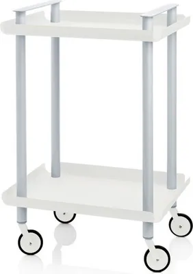 Image de DON HIERRO - Chariot de service, étagère roulante avec 2 niveaux, métal, cadre gris, LEKY