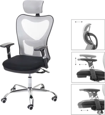 Immagine prodotto di Sedia da ufficio HWC-F13, sedia da scrivania girevole, funzione scorrevole portata 150 kg tessuto/tessuto ~ nero/grigio
