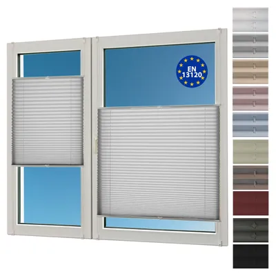 Produktbild von Sunlusso Plissee Klemmfix ohne Bohren – Faltrollo blickdicht & lichtdurchlässig, Sichtschutz für Fenster – 60 x 140 cm, Hellgrau Crash