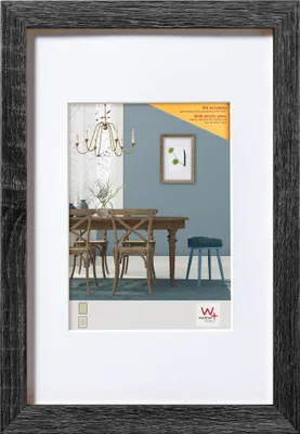 Immagine prodotto di Cornice in legno Walther, modello Fiorito, 40x50 cm, grigio scuro, con vetro acrilico e passepartout