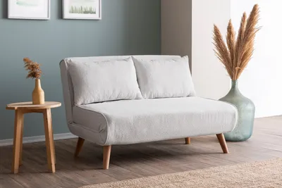 Immagine prodotto di Hanah Home, Folde 2 posti - Tessuto Teddy - Bianco, divano letto a 2 posti, 100% METALLO, bianco, 120 x 180 cm