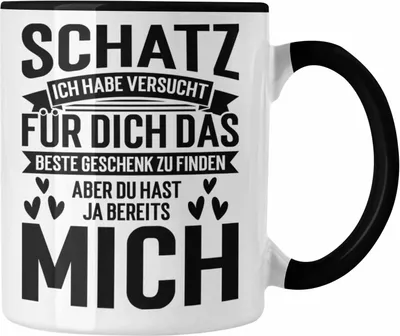 Produktbild von Trendation - Schatz Ich Habe Versucht Für Dich Das Perfekte Geschenk Zu Finden Tasse Geschenk zum Valentinstag Freundin Freund (Schwarz)