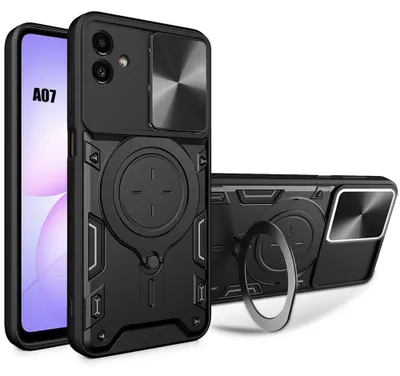 Image de Coque pour Samsung Galaxy A07, Protection Rigide Antichoc avec Anneau et Cache Objectif - Noir