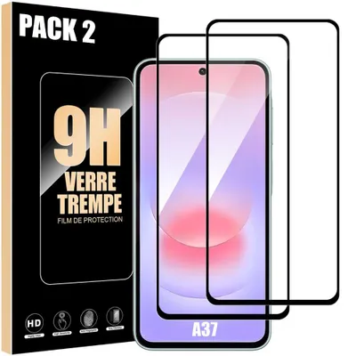 Image de 2 Verre Trempé Intégral pour Samsung Galaxy A37 5G - Protection Anti-Rayures avec Bord Noir