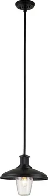 Produktbild von Außenlampe Aluminium Glas 30,5 cm breit H: max. 133,5 cm IP44 Schwarz rund Maritim Pendelleuchte außen