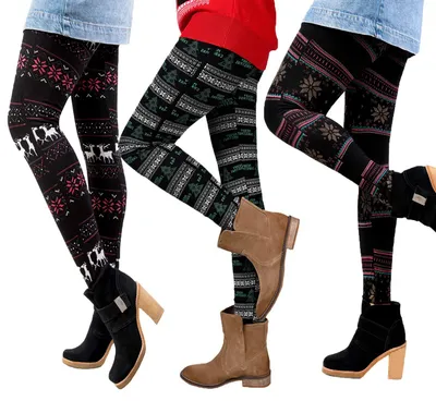 Produktbild von Libella 3er Set Thermoleggings Damen Winterleggings Laufhose Norweger mit Weihna