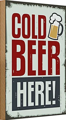 Produktbild von Holzschild 20x30cm Cold beer here Bier
