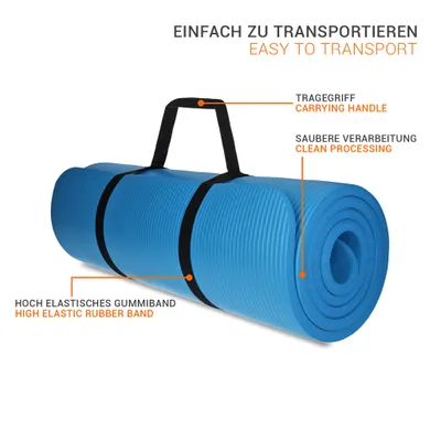 Obrázok produktu pre Cvičebná podložka na jogu 185x61x1,5 cm s popruhom na prenášanie - protišmyková, hrubá, netoxická - fitness podložka, možno použiť z oboch strán na jogu, pilates, kempovanie