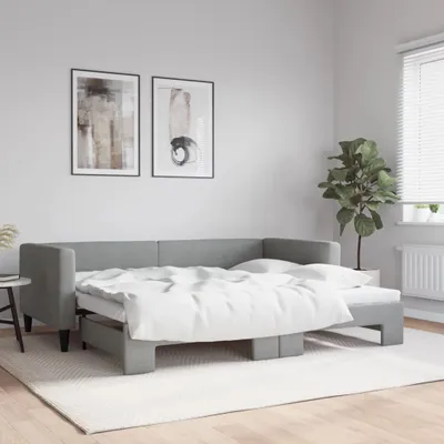 Obrázek produktu pro Rozkládací lehátko světle šedé 90x200 cm látka