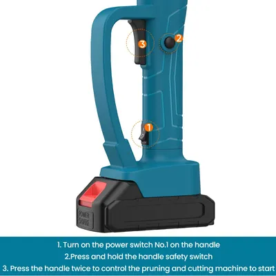Produktbild von Verlängerungsstange für elektrische Gartenschere und Kettensäge - Teleskopisch - 2 m - 5 Stufen - 180° verstellbar - Bürstenloser Motor - 18 V - 2 Akkus