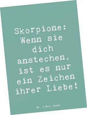 Produktbild von Mr. & Mrs. Panda Postkarte Spruch Skorpion Liebe - Meeresbrise - Geschenk, bildkarte, Stachel, Humor, Astrologie, Ansichtskarte, Ansichtskarten, Grußkarte, Postkarten