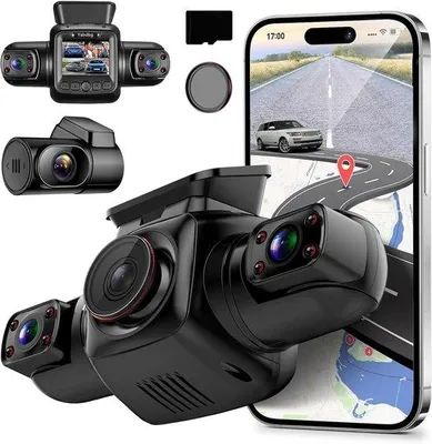Image de Caméra embarquée avec résolution Full HD – Double caméra – Objectif grand angle – Vision nocturne – Détecteur de mouvement – Mode stationnement – Enregistrement en boucle