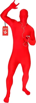 Productafbeelding van Second Skin Kostuum - Bodysuit Elasthan - Feestelijke Gelegenheid - Ademend en Zichtbaar - Maat L - Rood