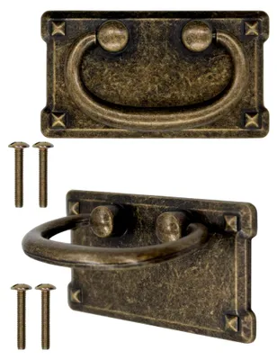Produktbild von 2 Stück Antike Klappbare Schubladen-Griffe, 95 x 52 mm, Bronze Eisen Design