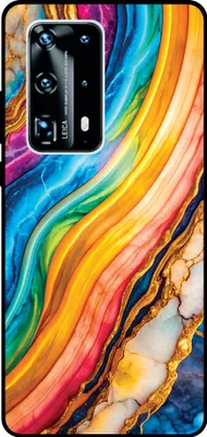 Produktbild von Smartphonica Telefon Fall geeignet für Huawei P40 Pro Plus mit Regenbogen Gold Marmor Print - TPU Backcover Fall Regenbogen Gold Marmor Design