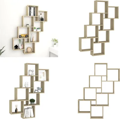 Obrázek produktu pro vidaXL Cube shelf Sonoma oak 90x15x119 cm Materiál na bázi dřeva - Nástěnná police - Nástěnné police - Nástěnné police