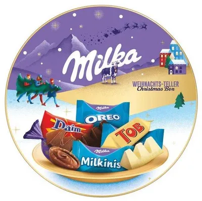Zdjęcie produktu dla Milka Friends Świąteczna tabliczka mix różnych czekoladek 198g