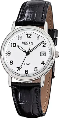 Image de Regent Montre Homme noire analogique F-791 Bracelet cuir D2URF791