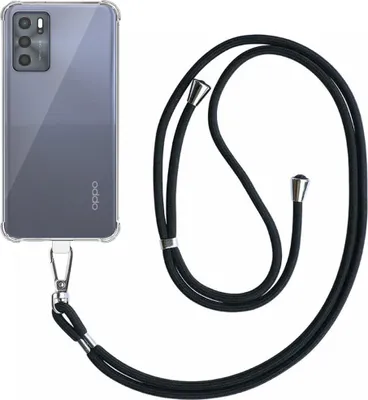 Produktbild von Handytasche geeignet für Oppo A16 / A16s / A54s Transparent stoßfest mit abnehmbarem Universal Telefonkabel - Backcover Case Silikon ShockProof mit Lanyard - Smartphonica