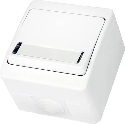 Produktbild von Gunsan IP54 Klingeltaster mit Namensschild Feuchtraum Aufputz Weiss