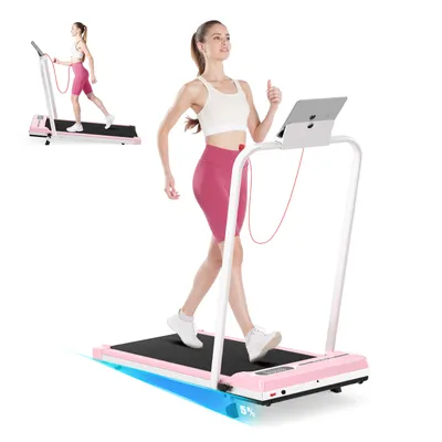 Produktbild von Laufband Klappbar mit Neigung - 4 in 1 Walking Pad mit 5% Steigung für Zuhause - 1-8 km/h - 2.5 ps Laufpad Gehband Lauf Laufbänder - Rosa