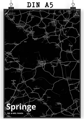 Produktbild von Mr. & Mrs. Panda Bild Springe DIN A5 - Geschenk, wandkunst, Stadt, Wandbild, Dorf Karte Landkarte Map Stadtplan, wanddeko, drucke, Wanddekoration
