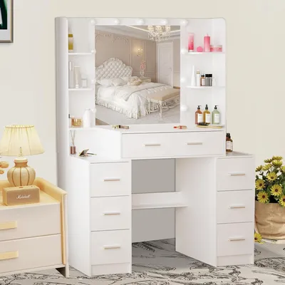 Immagine prodotto di Tavolo da trucco Illuminazione LED specchio trucco tavolo cosmetico 3 colori luminosità