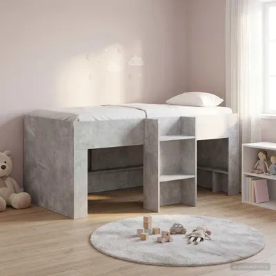 Imagen del producto de Maison Exclusive: Cama alta para niños, color gris cemento, 80 x 160 cm, fabricada en material de madera