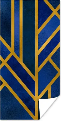 Produktbild von MuchoWow® Poster Gold - Blau - Luxus 20x40 cm - Plakat - Foto