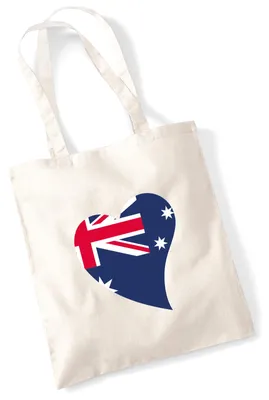 Produktbild von Huuraa Jutebeutel Australien Flagge Herz 10 Liter Natural Baumwolle Tasche Geschenkidee