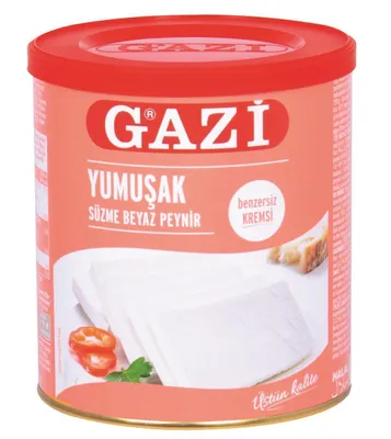 Obrázek produktu pro Gazi Yumusak Pastýřský sýr 3x 500g plechovka 55% tuku v sušině Krémový měkký kravský sýr