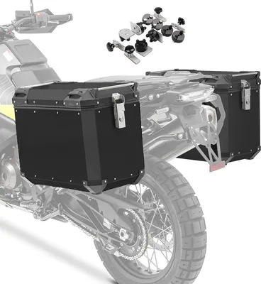 Obrázek produktu pro Sada hliníkových kufrů na motocykl / hliníkový boční kufr # QP48 black+ adaptér