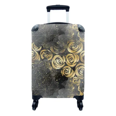 Produktbild von MuchoWow® Koffer Handgepäck Trolley Rollkoffer Kleine Reisekoffer mit 4 Rollen - Marmor - Gold - Rose - Muster - Cabin Size < 55x40x23 cm & 55x40x20 cm - Fotokoffer - Kabinenkoffer - Boardgepäck - Reise-Box - Reisekoffer - Reisegepäck - Koffer mit Bild - Trolley für Kinder