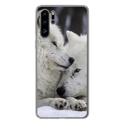 Produktbild von MuchoWow® Handyhülle Schutzhülle Hülle für Huawei P30 Pro Wölfe - Schnee - Familie Silikon Softcase Handy Hülle - Schutzdeckel