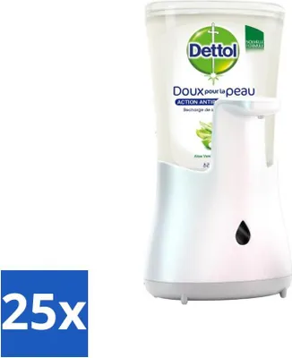 Obrázok produktu pre Dettol - Automatický dávkovač mydla - No-Touch Silver s Aloe Vera - 250 ml - Hodnotné balenie - 25 kusov