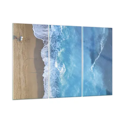 Produktbild von Bilder auf glas - 3 Teile - Strand Rand Meer - 165x110cm - Glasbilder - Wandbilder - Bilder - zum Aufhängen bereit - Wanddekoration aus Glas - Glas Bilder - Wandbild auf Glas - GCE165x110-5118