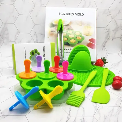 Obrázek produktu pro 7 otvorů Popsicle Moulds Egg Bites Mould Set Frozen Ice Pop Tray Kits with Spatula Brush Ice Reusable DIY Frozon Popsicle Moulds, Green