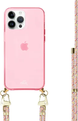 Produktbild von Rainbow Vibes Cord Hülle Pink  - Kompatibel mit iPhone 12 Pro