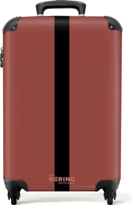 Produktbild von NoBoringSuitcases.com Hartschalen Handgepäck Koffer 55x35x20 cm, 36L, Einfarbig mit Streifen: Rot mit schwarzem Streifen, Reisekoffer mit 4 Rollen